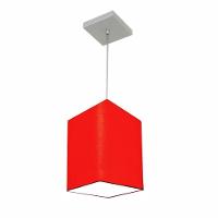 Lustre Pendente Quadrado Md-4007 Cúpula Em Tecido 25/16x16cm Vermelho - Bivolt - 1