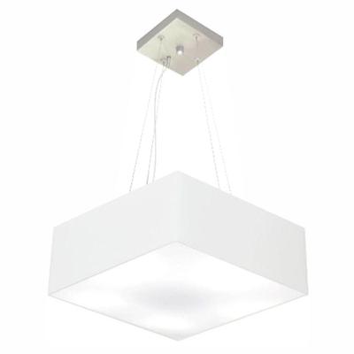 Lustre Pendente Quadrado Md-4194 Cúpula Em Tecido 12/40x40cm Branco - Bivolt