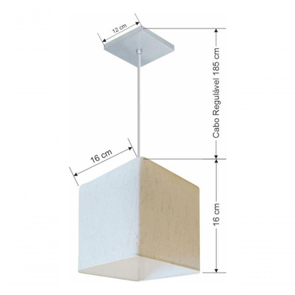 Lustre Pendente Quadrado Md-4224 Cúpula Em Tecido 16/16x16cm Linho Bege - Bivolt - 6