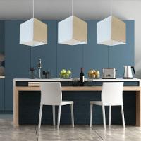 Lustre Pendente Quadrado Md-4224 Cúpula Em Tecido 16/16x16cm Linho Bege - Bivolt - 2