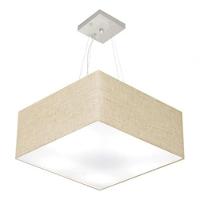 Lustre Pendente Quadrado Md-4040 Cúpula Em Tecido 21/50x50cm Rustico Bege - Bivolt - 3