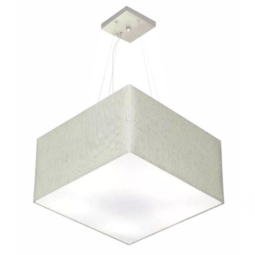 Lustre Pendente Quadrado Md-4199 Cúpula Em Tecido 30/60x60cm Rustico Cinza - Bivolt - 1