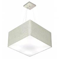 Lustre Pendente Quadrado Md-4199 Cúpula Em Tecido 30/60x60cm Rustico Cinza - Bivolt - 1