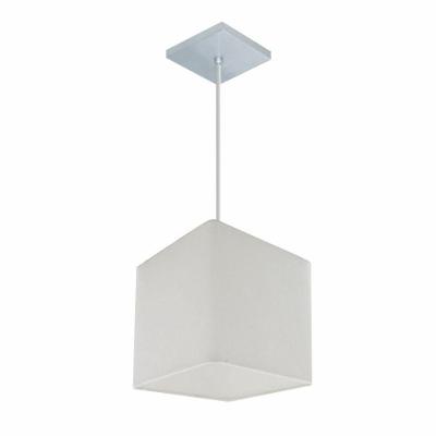 Lustre Pendente Quadrado Md-4224 Cúpula Em Tecido 16/16x16cm Branco - Bivolt