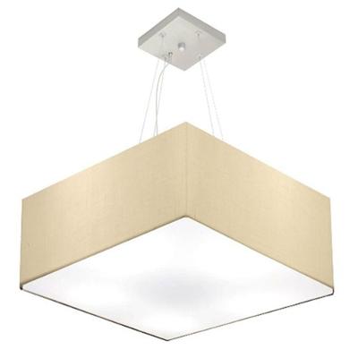Lustre Pendente Quadrado Md-4071 Cúpula Em Tecido 30/70x70cm Algodão Crú - Bivolt