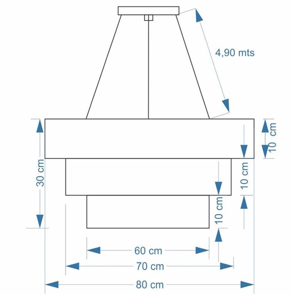 Lustre Pendente Triplo Quadrado Md-4165 Cúpula Em Tecido 80x70x60cm Café / Palha - Bivolt - 2