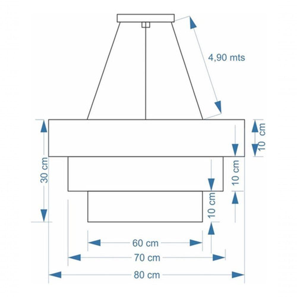 Lustre Pendente Triplo Quadrado Md-4165 Cúpula Em Tecido 80x70x60cm Café / Palha - Bivolt - 4