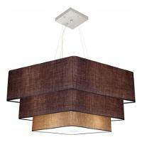 Lustre Pendente Triplo Quadrado Md-4165 Cúpula Em Tecido 80x70x60cm Café / Palha - Bivolt - 3