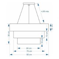 Lustre Pendente Triplo Quadrado Md-4165 Cúpula Em Tecido 80x70x60cm Café / Palha - Bivolt - 4