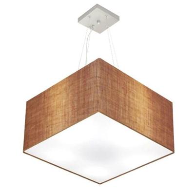 Lustre Pendente Quadrado Md-4075 Cúpula Em Tecido 30/50x50cm Palha - Bivolt