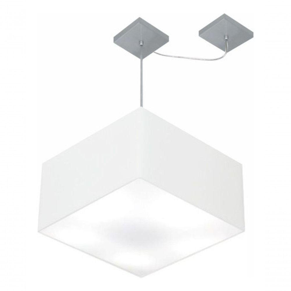 Lustre Pendente Quadrado Com Desvio Md-4271 Cúpula Em Tecido 30/40x40cm Branco - Bivolt - 3