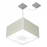 Lustre Pendente Quadrado Com Desvio Md-4270 Cúpula Em Tecido 30/35x35cm Rustico Cinza - Bivolt - 3