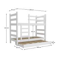 Treliche Madeira Maciça Vira 2 Camas p/ Colchão 78/88 X 188cm Dubai Multimóveis Cr35105 Branco - 3
