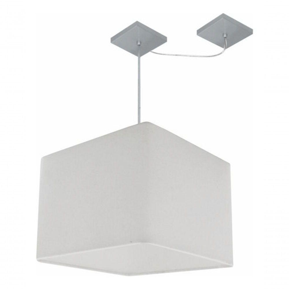 Lustre Pendente Quadrado Com Desvio Md-4269 Cúpula Em Tecido 30/40x40cm Branco - Bivolt - 3