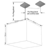 Lustre Pendente Quadrado Com Desvio Md-4269 Cúpula Em Tecido 30/40x40cm Branco - Bivolt - 2