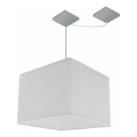 Lustre Pendente Quadrado Com Desvio Md-4269 Cúpula Em Tecido 30/40x40cm Branco - Bivolt - 3