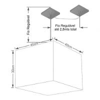 Lustre Pendente Quadrado Com Desvio Md-4269 Cúpula Em Tecido 30/40x40cm Branco - Bivolt - 4