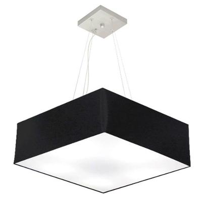 Lustre Pendente Quadrado Md-4137 Cúpula Em Tecido 15/70x70cm Preto - Bivolt