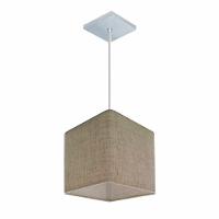 Lustre Pendente Quadrado Md-4223 Cúpula Em Tecido 15/13x13cm Rustico Bege - Bivolt - 1