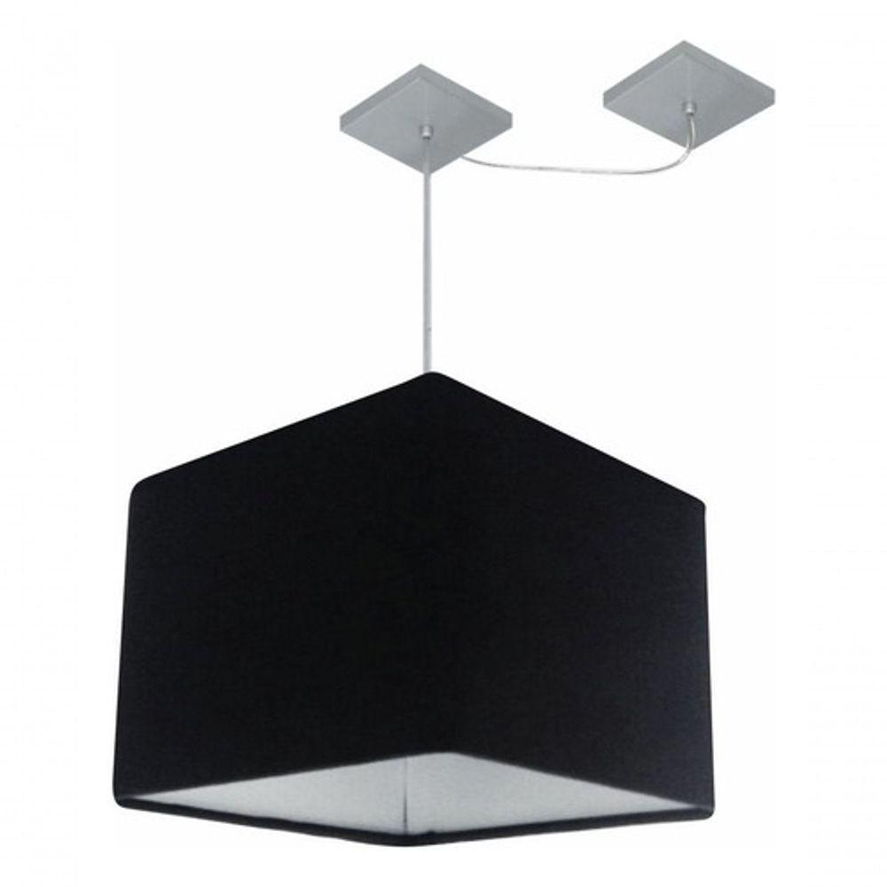 Lustre Pendente Quadrado Com Desvio Md-4269 Cúpula Em Tecido 30/40x40cm Preto - Bivolt - 3