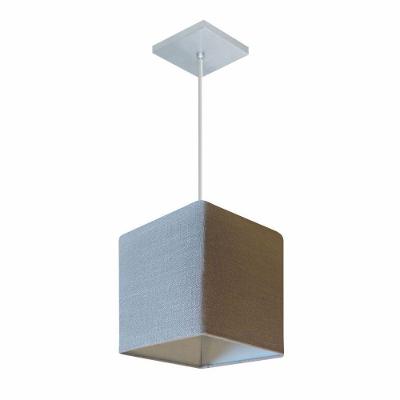 Lustre Pendente Quadrado Md-4224 Cúpula Em Tecido 16/16x16cm Rustico Cinza - Bivolt