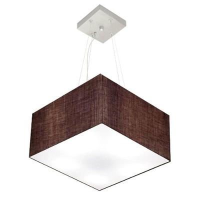 Lustre Pendente Quadrado Vivare Md-4005 Cúpula Em Tecido 21/35x35cm - Bivolt Café 127/220v