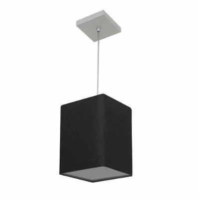 Lustre Pendente Quadrado Vivare Md-4007 Cúpula Em Tecido 25/16x16cm - Bivolt Preto 127/220v