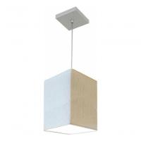 Lustre Pendente Quadrado Vivare Md-4007 Cúpula Em Tecido 25/16x16cm - Bivolt Linho Bege 127/220v