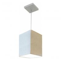 Lustre Pendente Quadrado Vivare Md-4007 Cúpula Em Tecido 25/16x16cm - Bivolt Linho Bege 127/220v - 6
