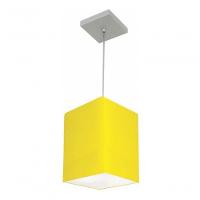 Lustre Pendente Quadrado Vivare Md-4007 Cúpula Em Tecido 25/16x16cm - Bivolt Amarelo 127/220v - 2