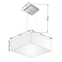 Lustre Pendente Quadrado Vivare Md-4194 Cúpula Em Tecido 12/40x40cm - Bivolt Linho Bege 127/220v - 2