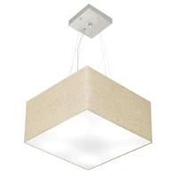 Lustre Pendente Quadrado Vivare Md-4005 Cúpula Em Tecido 21/35x35cm - Bivolt Rustico-bege 127/220v - 1