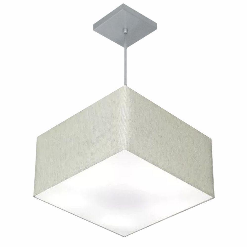 Lustre Pendente Quadrado Vivare Md-4020 Cúpula Em Tecido 21/35x35cm - Bivolt Rustico-cinza 127/220v - 1