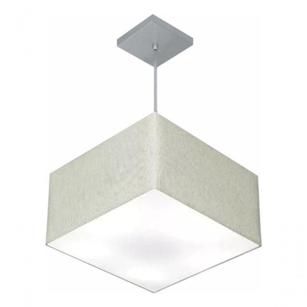 Lustre Pendente Quadrado Vivare Md-4020 Cúpula Em Tecido 21/35x35cm - Bivolt Rustico-cinza 127/220v - 3