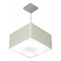 Lustre Pendente Quadrado Vivare Md-4020 Cúpula Em Tecido 21/35x35cm - Bivolt Rustico-cinza 127/220v - 3