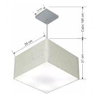 Lustre Pendente Quadrado Vivare Md-4020 Cúpula Em Tecido 21/35x35cm - Bivolt Rustico-cinza 127/220v - 4