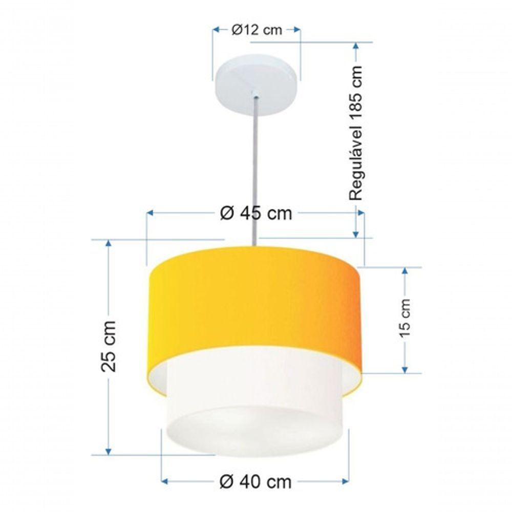 Lustres Pendentes Duplo Cilíndrico Vivare Md-4350 Cúpula Em Tecido 45x40cm - Bivolt Laranja-branco 127/220v - 5