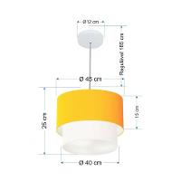 Lustres Pendentes Duplo Cilíndrico Vivare Md-4350 Cúpula Em Tecido 45x40cm - Bivolt Laranja-branco 127/220v - 2