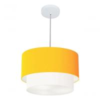 Lustres Pendentes Duplo Cilíndrico Vivare Md-4350 Cúpula Em Tecido 45x40cm - Bivolt Laranja-branco 127/220v