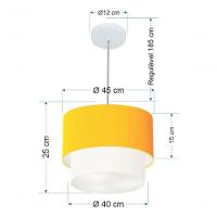 Lustres Pendentes Duplo Cilíndrico Vivare Md-4350 Cúpula Em Tecido 45x40cm - Bivolt Laranja-branco 127/220v - 5