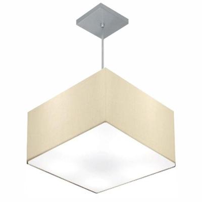 Lustre Pendente Quadrado Vivare Md-4020 Cúpula Em Tecido 21/35x35cm - Bivolt Algodão-crú 127/220v