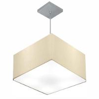 Lustre Pendente Quadrado Vivare Md-4020 Cúpula Em Tecido 21/35x35cm - Bivolt Algodão-crú 127/220v - 1