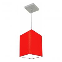 Lustre Pendente Quadrado Vivare Md-4007 Cúpula Em Tecido 25/16x16cm - Bivolt Vermelho 127/220v - 3