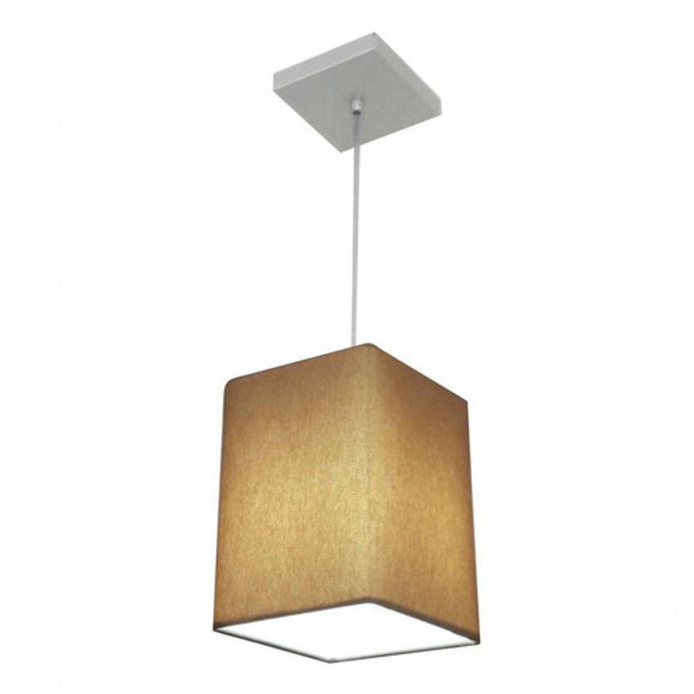 Lustre Pendente Quadrado Vivare Md-4007 Cúpula Em Tecido 25/16x16cm - Bivolt Palha 127/220v - 6