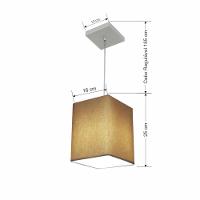Lustre Pendente Quadrado Vivare Md-4007 Cúpula Em Tecido 25/16x16cm - Bivolt Palha 127/220v - 2