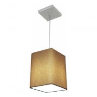Lustre Pendente Quadrado Vivare Md-4007 Cúpula Em Tecido 25/16x16cm - Bivolt Palha 127/220v - 6
