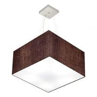 Lustre Pendente Quadrado Vivare Md-4199 Cúpula Em Tecido 30/60x60cm - Bivolt Café 127/220v - 3