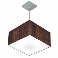 Lustre Pendente Quadrado Vivare Md-4020 Cúpula Em Tecido 21/35x35cm - Bivolt Café 127/220v - 1