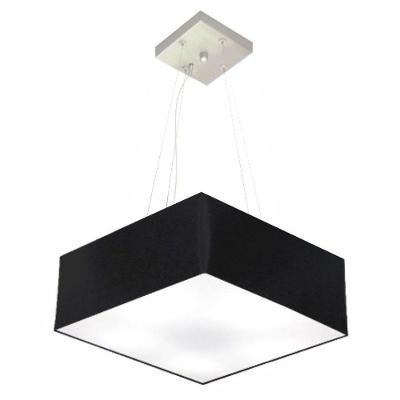 Lustre Pendente Quadrado Vivare Md-4196 Cúpula Em Tecido 15/45x45cm - Bivolt Preto 127/220v