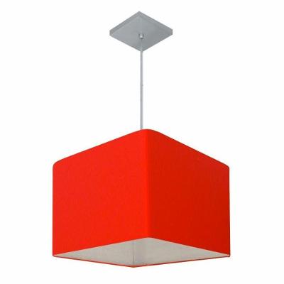 Lustre Pendente Quadrado Vivare Md-4059 Cúpula Em Tecido 21/35x35cm - Bivolt Vermelho 110v/220v